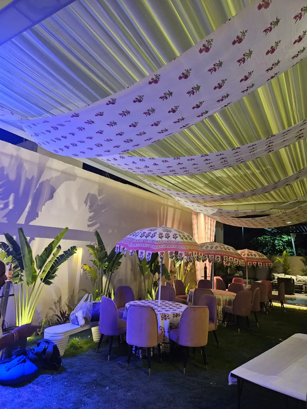 Patchwork lounge surprise party Udaipur