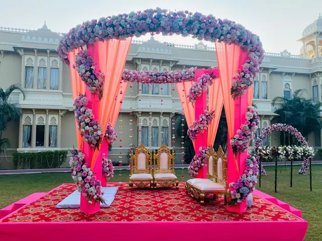 Evening stage backdrop decoration Udaipur