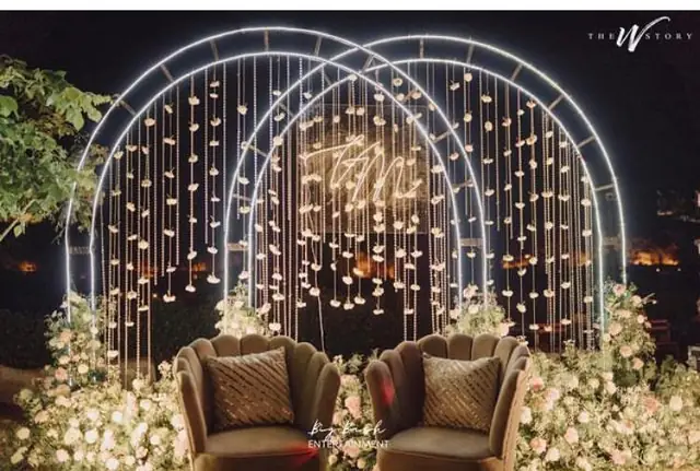 Luxury chandelier lounge wedding decoration in Udaipur