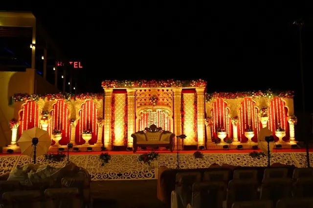 Mehendi and Haldi colorful stage Udaipur