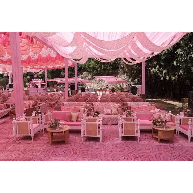 Round table floral centerpiece wedding Udaipur