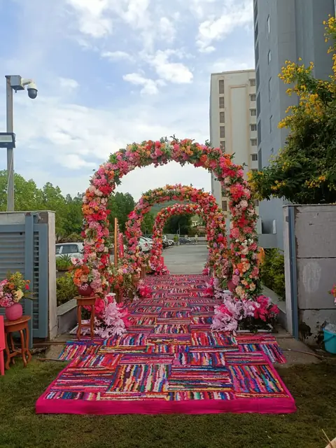 Vibrant outdoor wedding tent Udaipur
